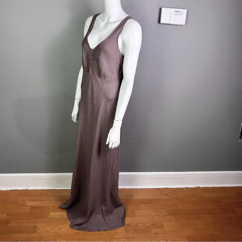J. Crew‎ dress size 12 Tall long line linen brown minimalist relaxed slimming